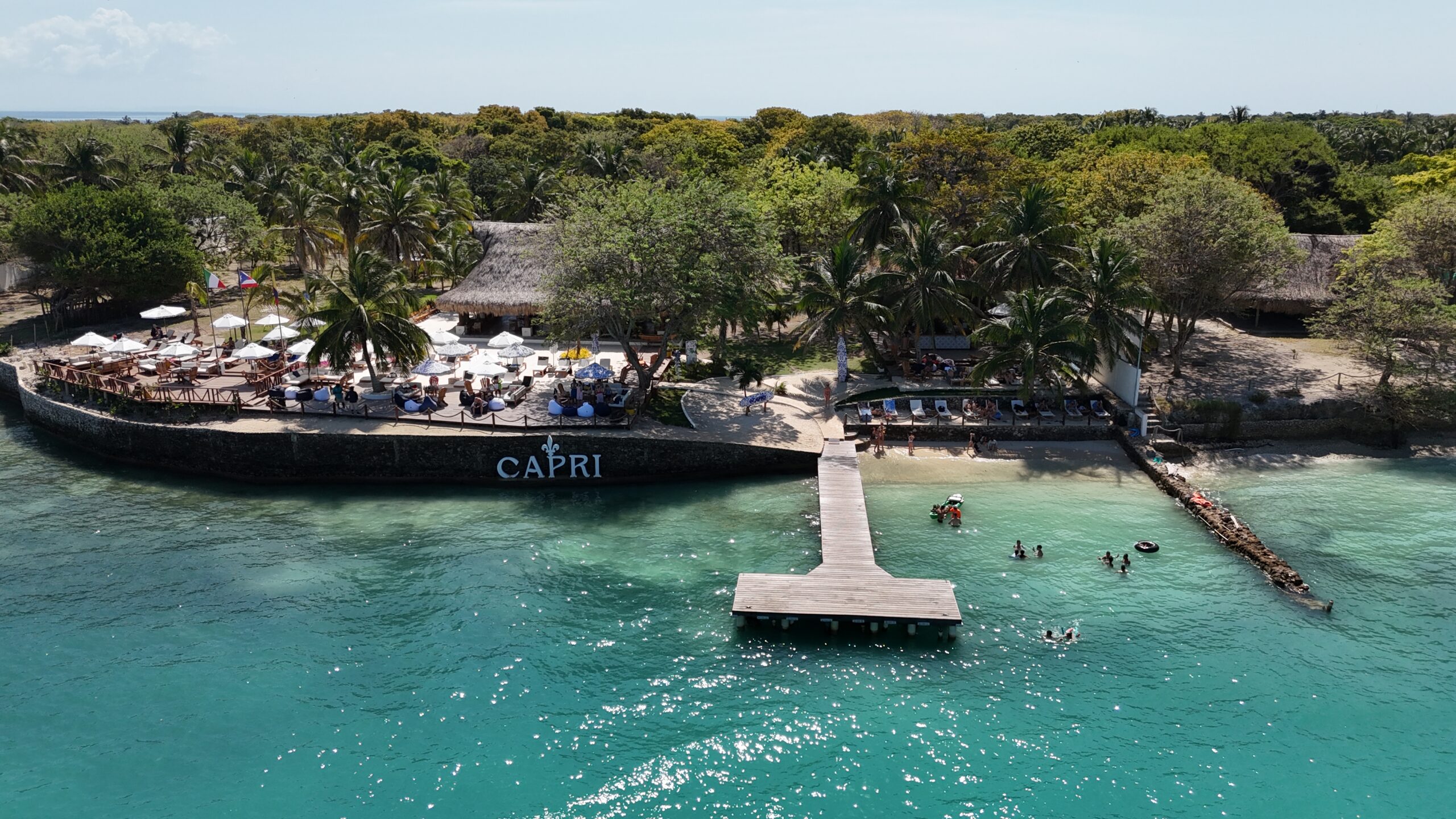Aerial view of Capri Beach Club in the Rosario Islands